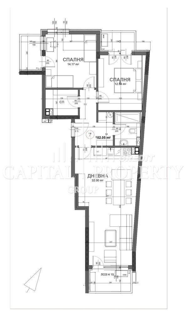 Capital Property Group има удоволствието да представи тристаен апартамент, разположен на 4-ти етаж в модерна новострояща се - 0